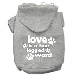 Love is a Four Leg Word Screen Print Pet Hoodies (Color/Size: Grey Size XS)