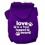 Love is a Four Leg Word Screen Print Pet Hoodies (Color/Size: Purple Size XXXL)