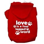 Love is a Four Leg Word Screen Print Pet Hoodies (Color/Size: Red Size XXL)