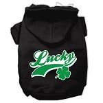 Lucky Swoosh Screen Print Pet Hoodies (Color/Size: Black Size XS)