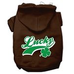 Lucky Swoosh Screen Print Pet Hoodies (Color/Size: Brown Size XXL)