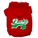 Lucky Swoosh Screen Print Pet Hoodies (Color/Size: Red Size XS)