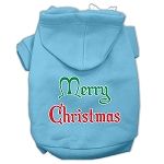 Merry Christmas Screen Print Pet Hoodies (Color/Size: Baby Blue Size XS)