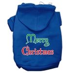 Merry Christmas Screen Print Pet Hoodies (Color/Size: Blue Size XXL)