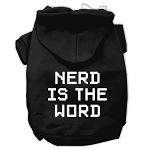 Nerd is the Word Screen Print Pet Hoodies (Color/Size: Black Size XS)