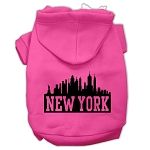 New York Skyline Screen Print Pet Hoodies (Color/Size: Bright Pink Size XXXL)