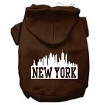 New York Skyline Screen Print Pet Hoodies (Color/Size: Brown Size XS)