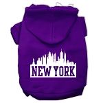 New York Skyline Screen Print Pet Hoodies (Color/Size: Purple Size XL)