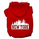 New York Skyline Screen Print Pet Hoodies (Color/Size: Red Size XL)