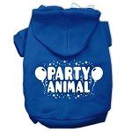 Party Animal Screen Print Pet Hoodies (Color/Size: Blue Size XL)