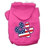 Patriotic Paw Screen Print Pet Hoodies (Color/Size: Bright Pink Size XXXL)