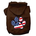 Patriotic Paw Screen Print Pet Hoodies (Color/Size: Brown XXL)