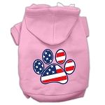 Patriotic Paw Screen Print Pet Hoodies (Color/Size: Light Pink Size S)