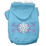 Pink Snowflake Swirls Screenprint Pet Hoodies (Color/Size: Baby Blue Size XXXL)