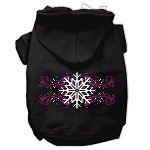 Pink Snowflake Swirls Screenprint Pet Hoodies (Color/Size: Black Size XXXL)