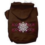 Pink Snowflake Swirls Screenprint Pet Hoodies (Color/Size: Brown Size XXXL)