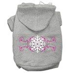 Pink Snowflake Swirls Screenprint Pet Hoodies (Color/Size: Grey Size XS)