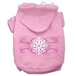 Pink Snowflake Swirls Screenprint Pet Hoodies (Color/Size: Light Pink Size XXXL)