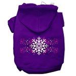 Pink Snowflake Swirls Screenprint Pet Hoodies (Color/Size: Purple Size XXXL)