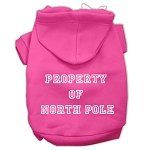 Property of North Pole Screen Print Pet Hoodies (Color/Size: Bright Pink Size S)