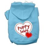 Puppy Love Screen Print Pet Hoodies (Color/Size: Baby Blue Size Sm)