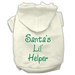 Santa's Lil' Helper Screen Print Pet Hoodies (Color/Size: Cream Size XXXL)