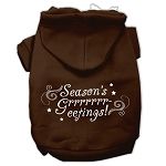 Seasons Greetings Screen Print Pet Hoodies (Color/Size: Brown Size S)