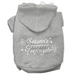 Seasons Greetings Screen Print Pet Hoodies (Color/Size: Grey Size XL)