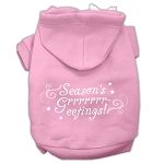 Seasons Greetings Screen Print Pet Hoodies (Color/Size: Light Pink Size XL)