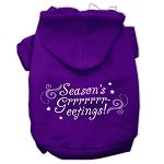 Seasons Greetings Screen Print Pet Hoodies (Color/Size: Purple Size XL)