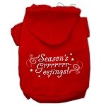 Seasons Greetings Screen Print Pet Hoodies (Color/Size: Red Size XL)