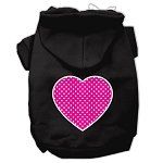 Pink Swiss Dot Heart Screen Print Pet Hoodies (Color/Size: Black Size XXXL)