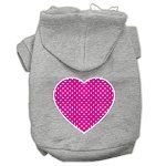 Pink Swiss Dot Heart Screen Print Pet Hoodies (Color/Size: Grey Size XXXL)