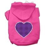 Purple Swiss Dot Heart Screen Print Pet Hoodies (Color/Size: Bright Pink Size XS)