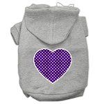 Purple Swiss Dot Heart Screen Print Pet Hoodies (Color/Size: Grey Size Sm)