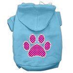 Pink Swiss Dot Paw Screen Print Pet Hoodies (Color/Size: Baby Blue Size XXXL)