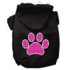 Pink Swiss Dot Paw Screen Print Pet Hoodies