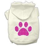 Pink Swiss Dot Paw Screen Print Pet Hoodies (Color/Size: Cream Size XXXL)