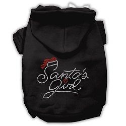 Santa's Girl Rhinestone Dog Hoodie (Color/Size: Black XXXL)