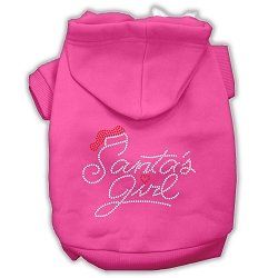 Santa's Girl Rhinestone Dog Hoodie (Color/Size: Bright Pink XXXL)