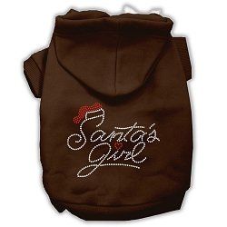 Santa's Girl Rhinestone Dog Hoodie (Color/Size: Brown XXXL)