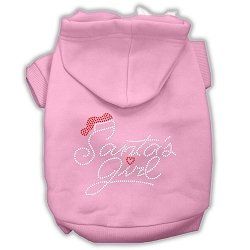 Santa's Girl Rhinestone Dog Hoodie (Color/Size: Light Pink XXXL)