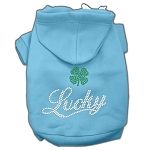 Lucky Rhinestone Hoodies (Color/Size: Baby Blue XL)