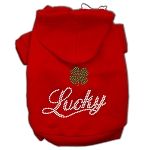 Lucky Rhinestone Hoodies (Color/Size: Red XXL)