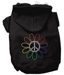 Rhinestone Rainbow Flower Peace Sign Hoodie (Color/Size: Black XL)