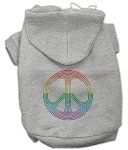 Rhinestone Rainbow Peace Sign Hoodies (Color/Size: Grey XXL)