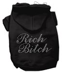 Rich Bitch Rhinestone Hoodies (Color/Size: Black XL)