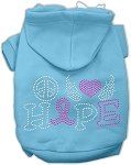 Peace Love Hope Breast Cancer Rhinestone Pet Hoodie (Color/Size: Baby Blue XXXL)