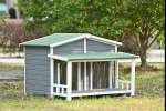 47.2 ' Large Wooden Dog House Outdoor;  Outdoor & Indoor Dog Crate;  Cabin Style;  With Porch;  2 Doors