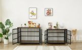 Furniture style dog crate wrought iron frame door with side openings, Grey, 43.3''W x 29.9''D x 33.5''H.